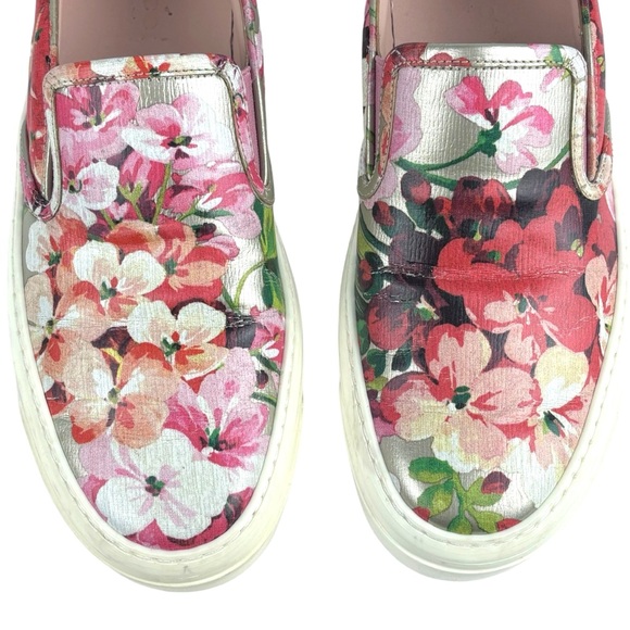 GUCCI DRY ROSE BOARD FLORAL PRINT LEATHER SLIP ON SKATE SNEAKERS - Picture 10 of 15